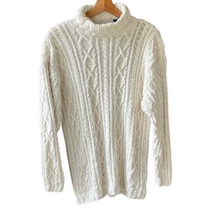 Gap Vintage Women’s Fishermen Chunky Cable Knit Creamy White Sweater Turtleneck